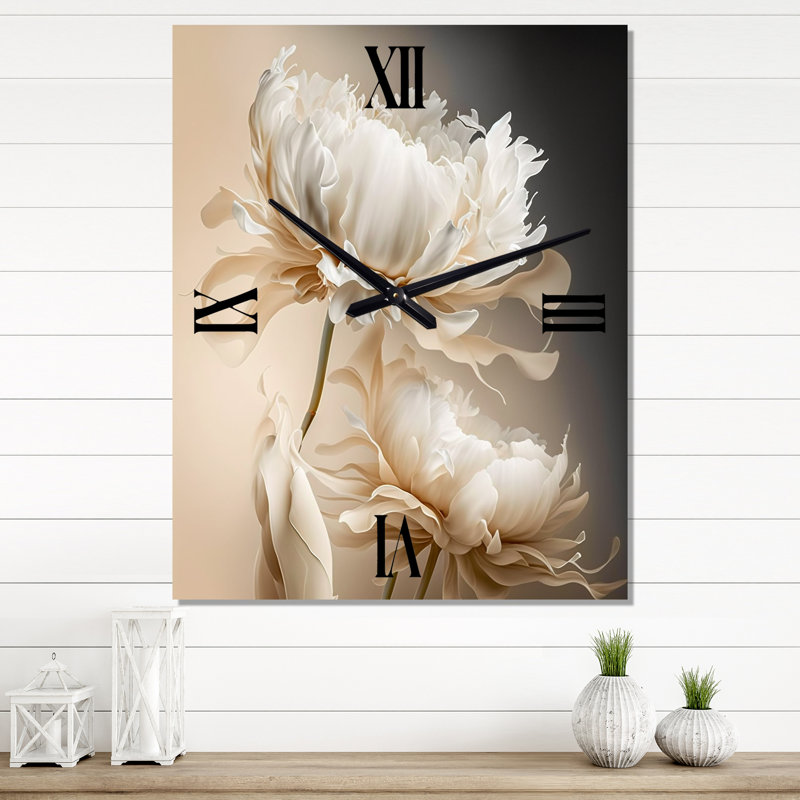 Horloge murale pivoine florale I, H 40 po x l 30 po x P 1 po