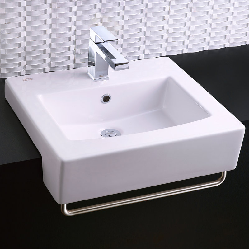 American Standard Universal 17.75'' White Ceramic Rectangular Bathroom Sink with Overflow, Single Hole