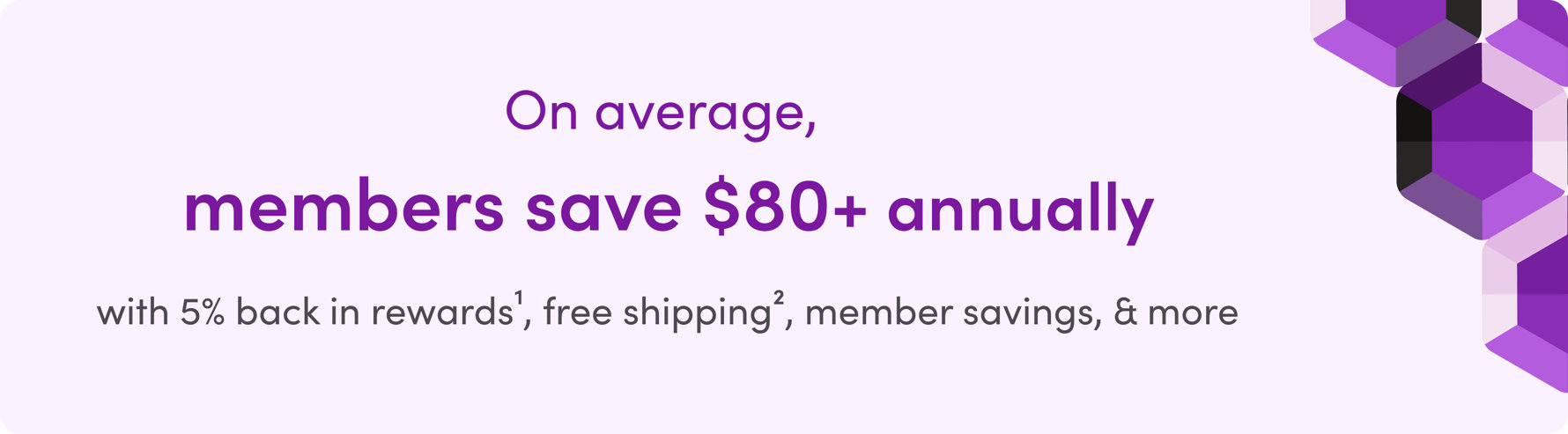 On average, members save $80+ annually with 5% back in rewards, free shipping, member savings, & more