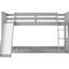 Lit simple superposé gris avec glissière intégrée et réversible, idéal pour les chambres familiales, solution peu encombrante, structure en bois, glissière facile à monter, assemblage simple en pin, petits espaces convenables, coffre-fort