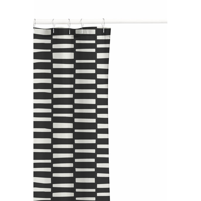 Flat Attack Ultra-Thin Lightweight Shower Curtain, Ivory/Charcoal