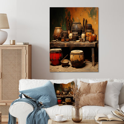 Brown Music Drums Rhythm Revelry I - Music Metal Wall Art