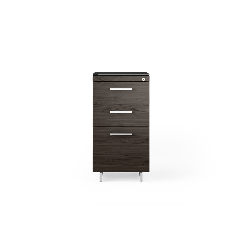 Sequel 20 3 - Drawer File Cabinet, Charcoal Stained Ash/Satin Nickel