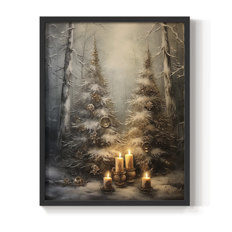 «Christmas Holiday Art Dxxxi», reproduction d'art encadrée - bois massif, Noir, noir, noir, noir, H 30 po x l 24 po