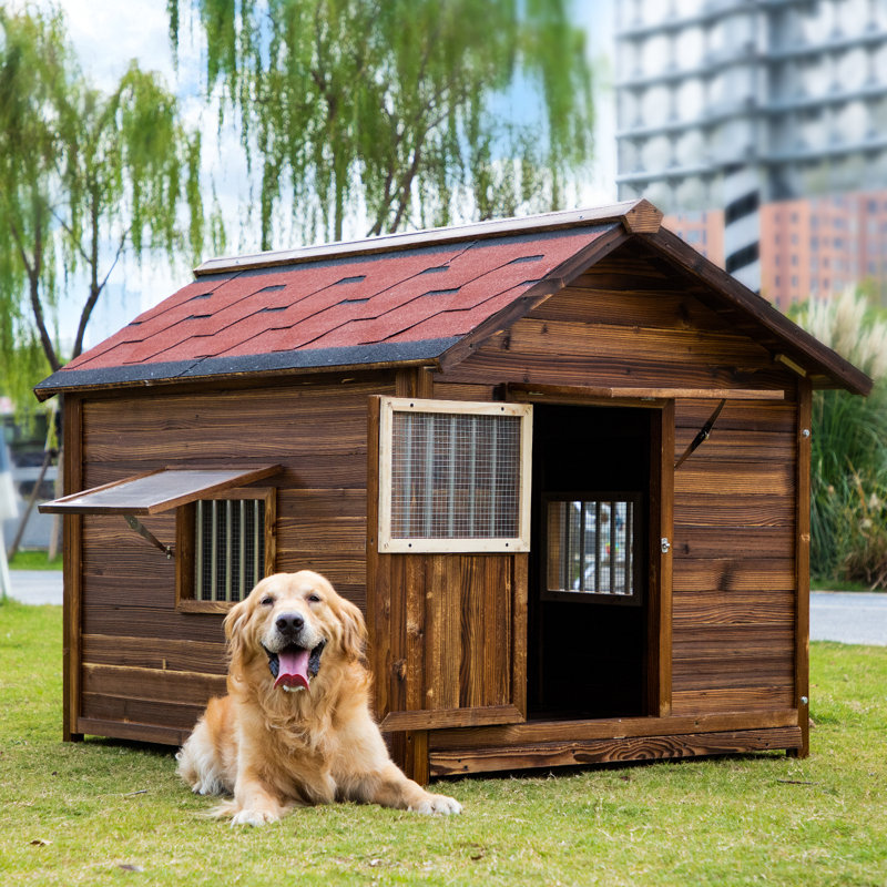 Solid Wood Dog House, 213.4cm H x 180.3cm W x 165.1cm D
