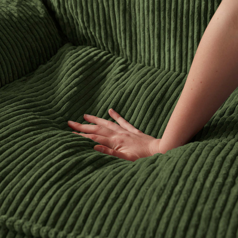 Fauteuil à billes surdimensionné moderne en velours côtelé l 39 po Modern, Velours côtelé vert
