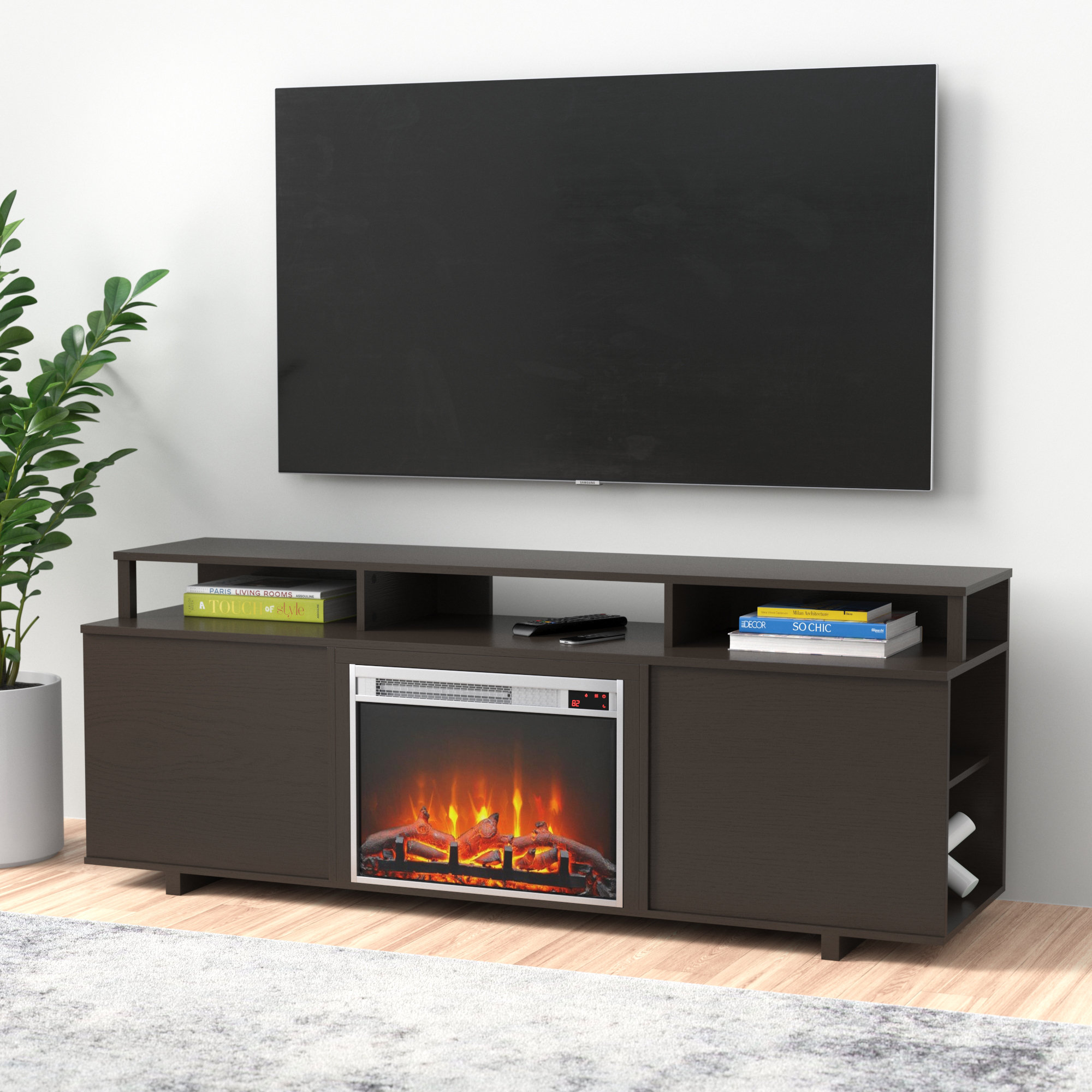 Zipcode Design™ Wolla TV Stand for TVs up to 65 with Fireplace Included u0026  Reviews - Wayfair Canada