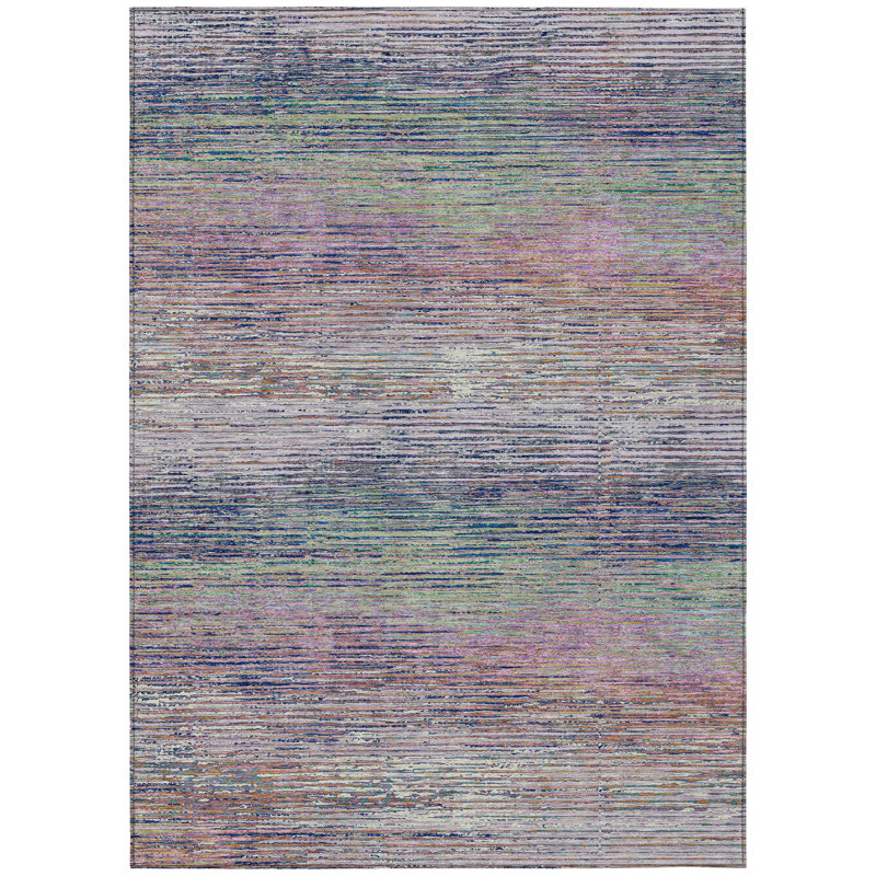 3' X 5' Blush Striped Washable Indoor Outdoor Area Rug