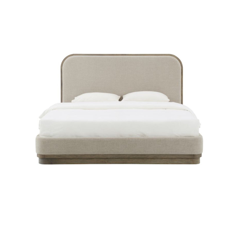 Emery Solid Poplar Dusted Stone Wood Finish Modern King Bed, King