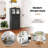 Bathroom Floor Storage Cabinet Kitchen Cupboard With 2 Drawers & Glass Doors Black