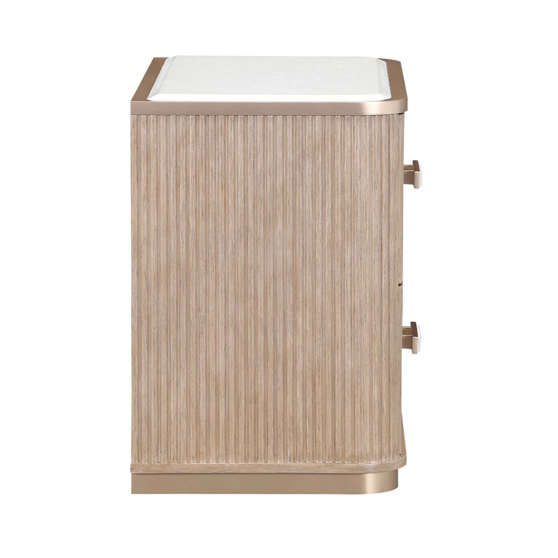 West Kensington 2-Drawer Nightstand - Medium Espresso, Tan