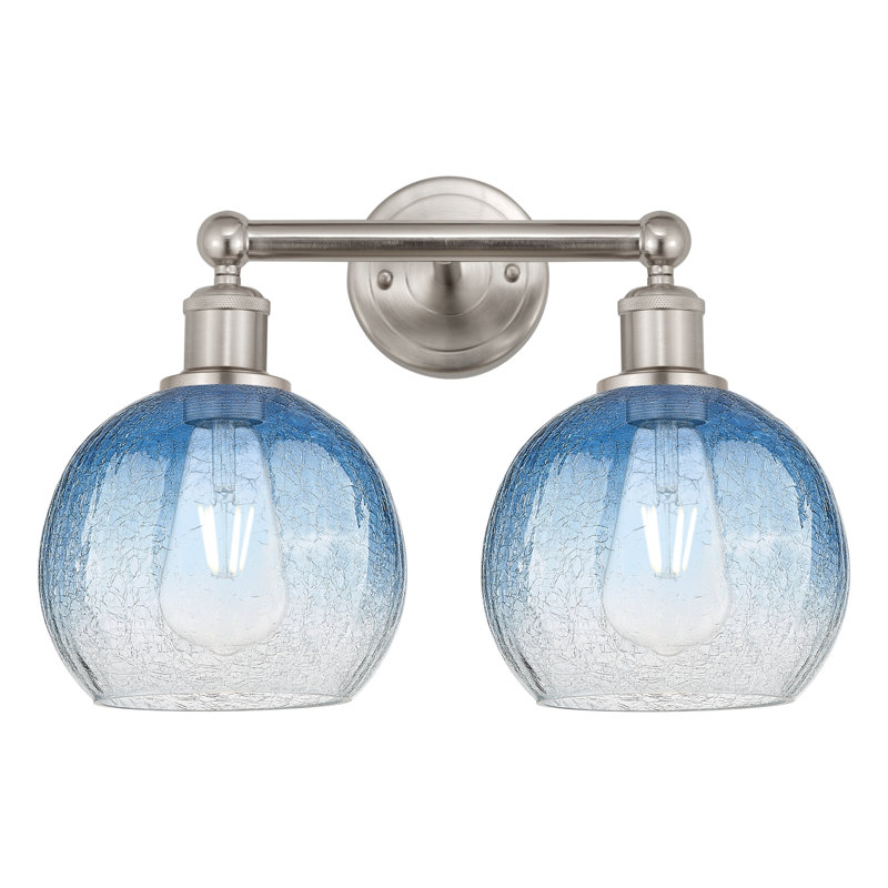 Luminaire pour salle de bain 2 lumières Edison - Brookhaven Globe, Bleu saphir, Nickel satiné brossé