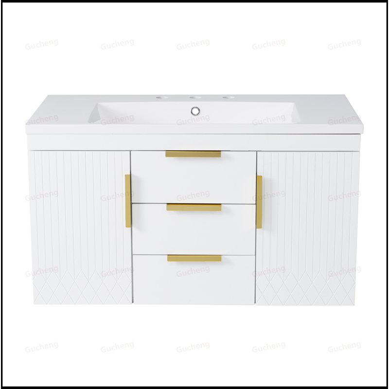 Meuble-lavabo mural 36 po et 2 tiroirs, Blanc