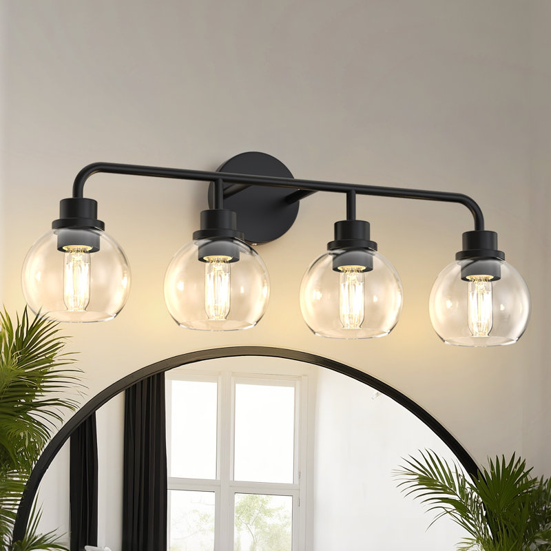 Luminaire de salle de bain 4 lumières avec abat-jour dôme
