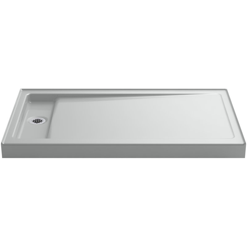 Bellwether 60" x 34" Single-Threshold Shower Base, Ice Gray, Left Center