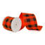 Vickerman 4"X10 Yds Orange and Black Buffalo Check with Orange Backing Ribbon.