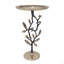 Table d'appoint 13,8 x 13,8 x 24 po en aluminium noir et doré avec un design délicat de grenade