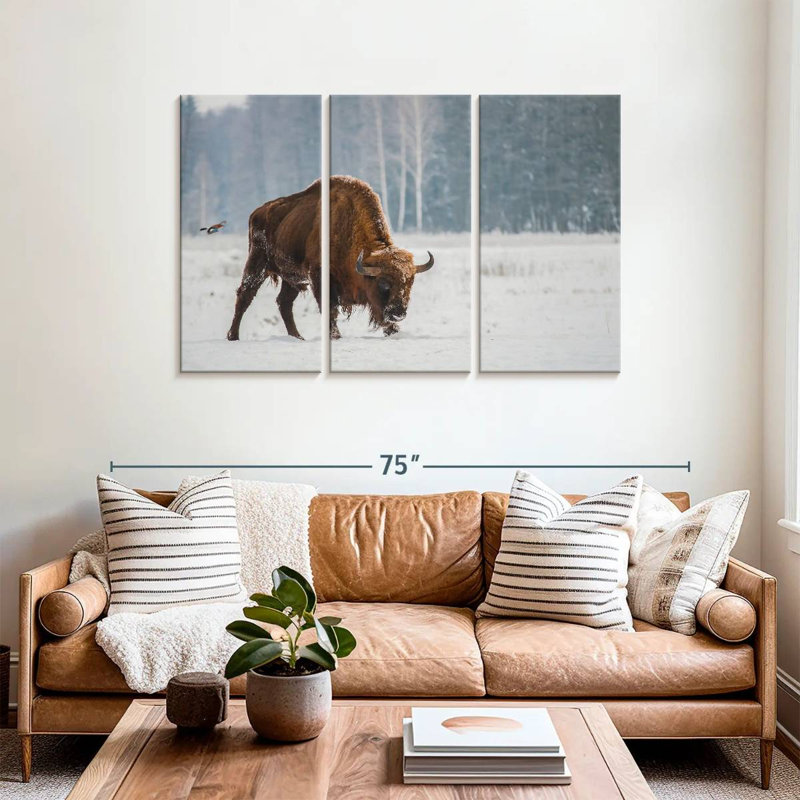 Brampt Bison In Snowy Forest, 36" H x 57" W