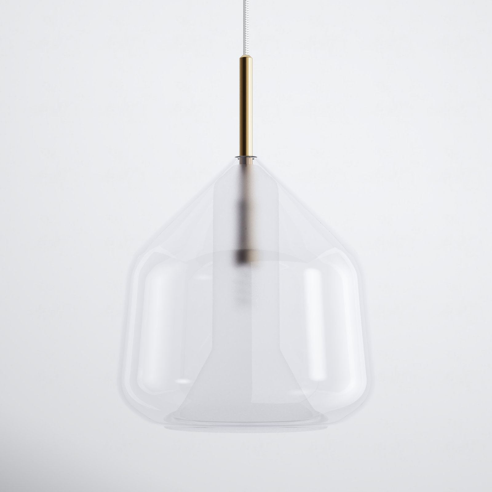 Ryia Single Light Glass Steel Dimmable Pendant, Satin Brass, Clear