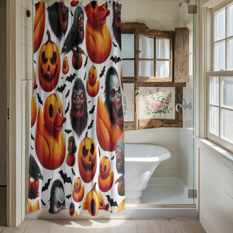 Ghostly Ducks - Rideau de douche standard 1 pièce, H 74 po x l 71 po