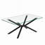 Table basse de 39,37 po rectangulaire en verre trempé transparent, design élégant avec pieds en métal, table basse de salon