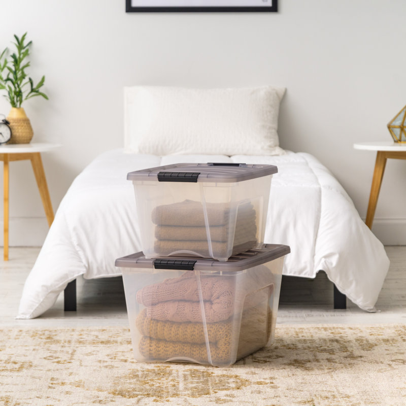 54 Qt./13.5 Gal. Plastic Storage Box with Latching Lid in Clear, 10.5"H x 14.375"W x 18.5"D, 32