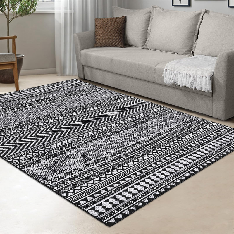 Striped Machine Printed 120cm X 170cm Area Rug