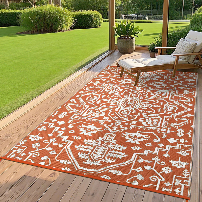 Tapis rectangulaire rouge et blanc en plastique 9 pi x 18 pi, Tapis de couloir de 9 pi x 18 pi