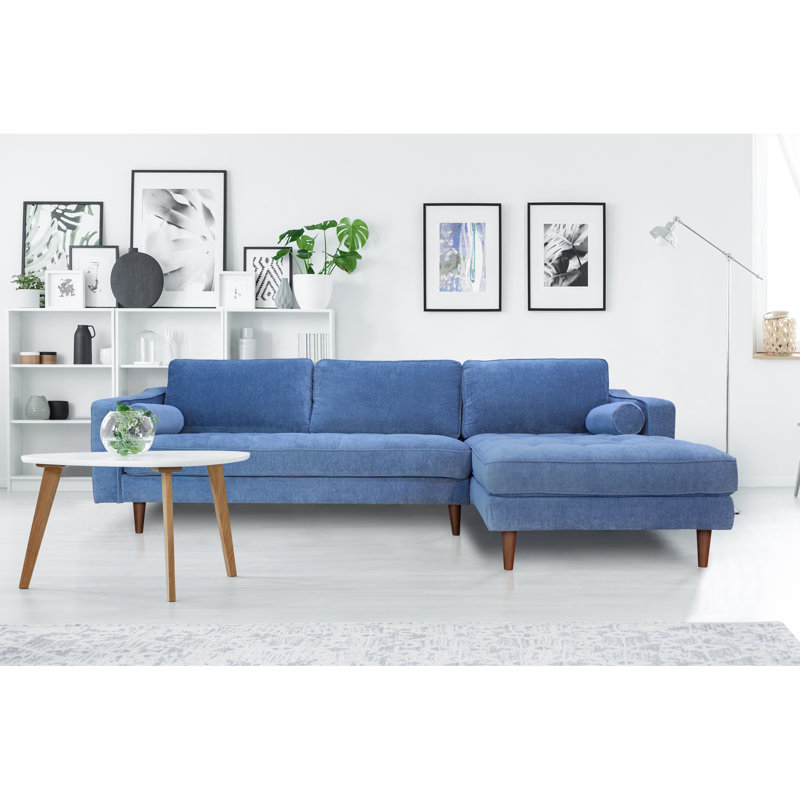 Canapé modulaire Raf, Orienté à droite, Tissu bleu