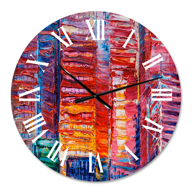 Matrice rouge avec touches de bleu - horloge murale moderne, Petit