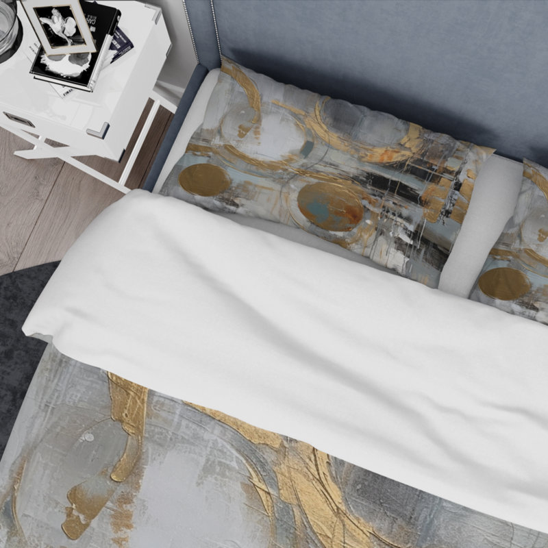 Ensemble de housse de couette en microfibre / polyester doré et gris Radical Simplicity II