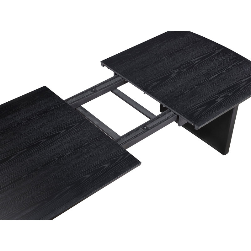 Jack 64-82 Inch Dining Table, Rectangular, Removable Extension Leaf, Black