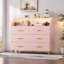 Commode de chambre à coucher avec lumières DEL et station de charge Kawamura, commode à 6 tiroirs en bois pour la chambre à coucher, commodes et commodes pour placard, meuble télé, salon, couloir, entrée-1550747327