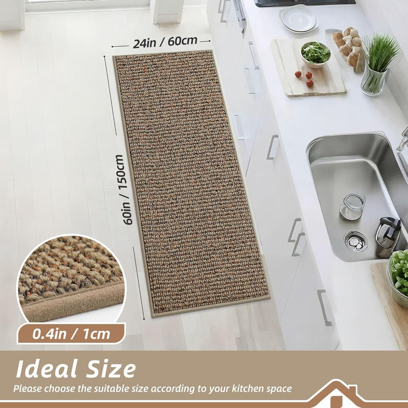 Super Absorbent Kitchen Runner Rugs Non-Slip 24"x60", Taupe