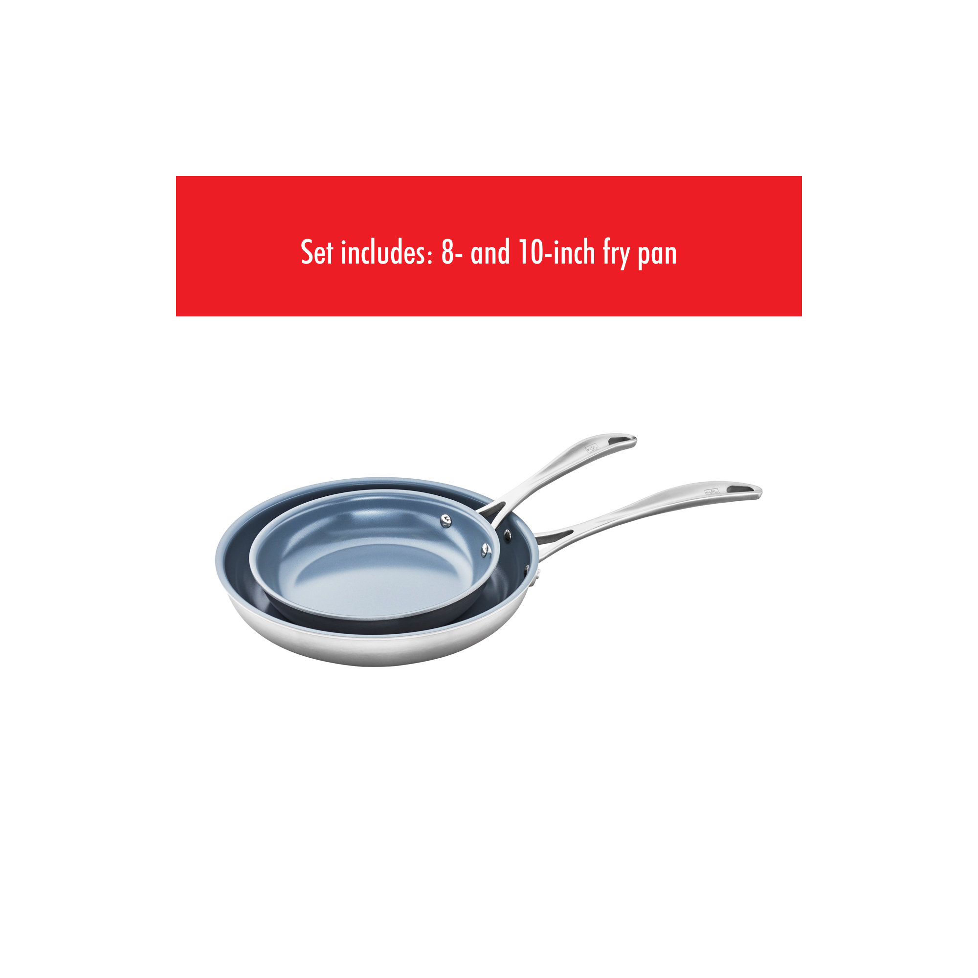 Zwilling Spirit 3-ply 2-piece Stainless Steel Ceramic Nonstick Skillet Set
