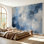 Papier peint adhésif autocollant amovible de style aquarelle abstraite de style grunge blanc bleu blanc pour salon Chambre H 69 po x l 96 po