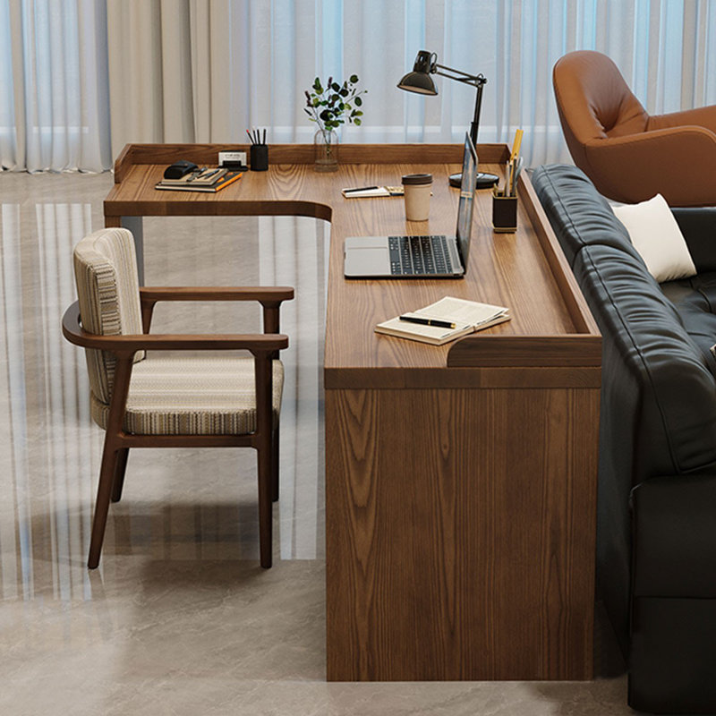 Light walnut L-Shaped Solid Wood desks