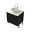 Meuble-lavabo de salle de bain avec lavabo en céramique à motif de pierre et plateau en pierre frittée-129865379