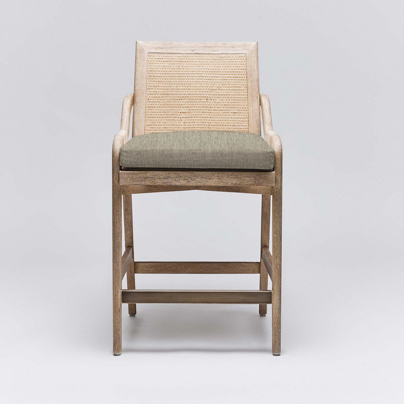 Tabouret de comptoir 26 po Delray, Fauve / cadre ceruse blanc