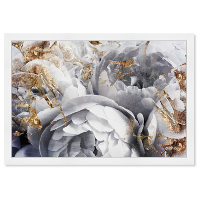 Oliver Gal " White And Gold Peony Floral " by John Audubon Painting Print