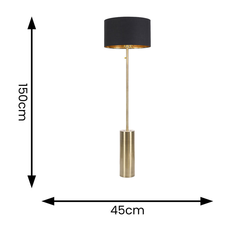 Alizander 150cm Traditional Floor Lamp, Antique Brass, Black, No