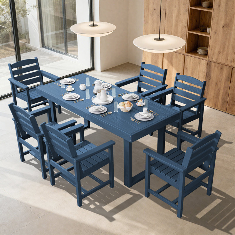 Ensemble de salle à manger rectangulaire pour 6 personnes L 70 po avec 6 chaises, Navy