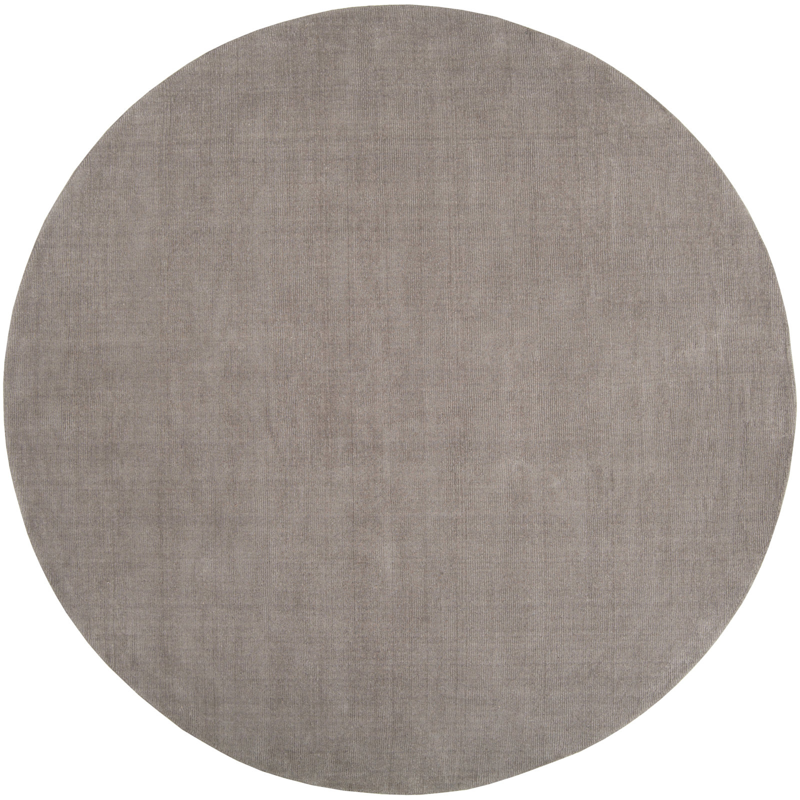 Crowe Dark Gray Hand-Loomed Striped Wool Rug, Round 8'