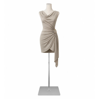 Female Mannequin Torso Women Dress Forms for Sewing Manicanequin Body High Stability Gold Metal Stand for Clothing Dress Jewelry Display Adjustable Height 50”-70” Thin Body
