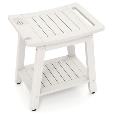 Shower Bench Seat HIPS Shower Stool w/Handle Shower Head & Soap Holder