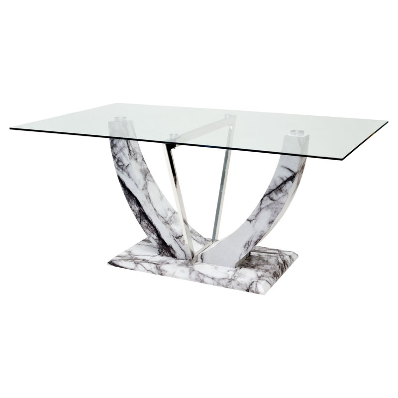 Kipp Rectangular Glass Top Dining Table