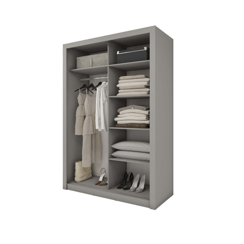 Badrudeen 2 Door Manufactured Wood Wardrobe, Matte Grey