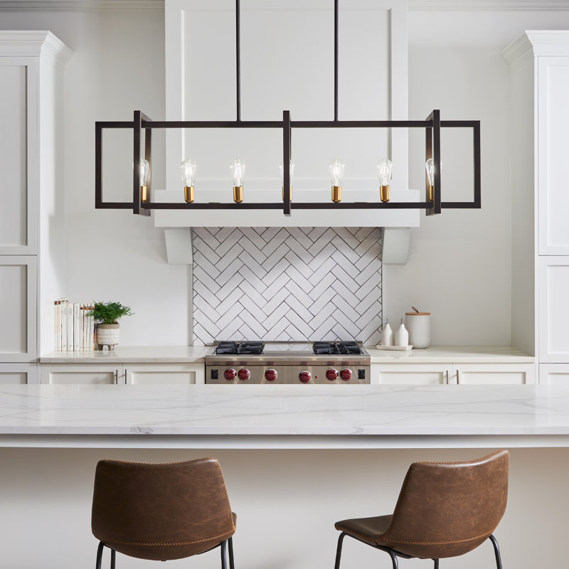 Luminaire suspendu géométrique pour îlot de cuisine 7 lumières Deltoro