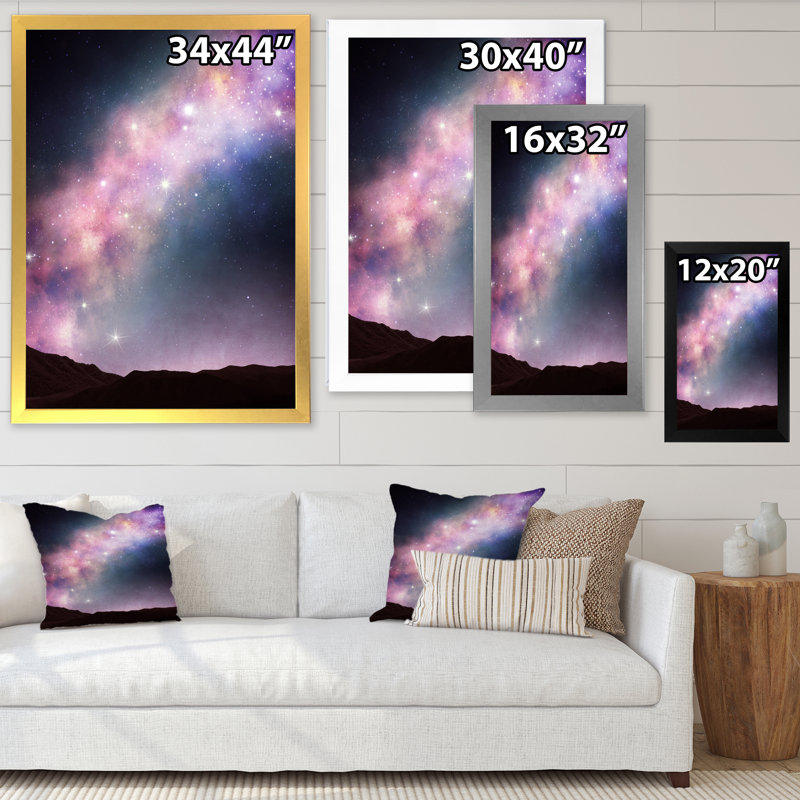 «Space Over The Mountains», œuvre d'art moderne sur toile, Cadre photo noir, H 20 po x l 12 po x P 1 po