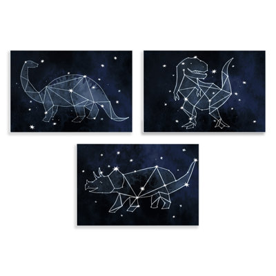 «Night Sky Dinosaur Constellations», ensemble de 3 plaques murales par Daphne Polselli